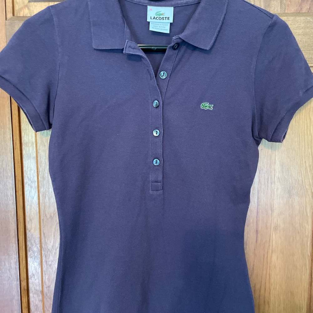 Lacoste Blue Fitted Button Down Shirt Polo Collar